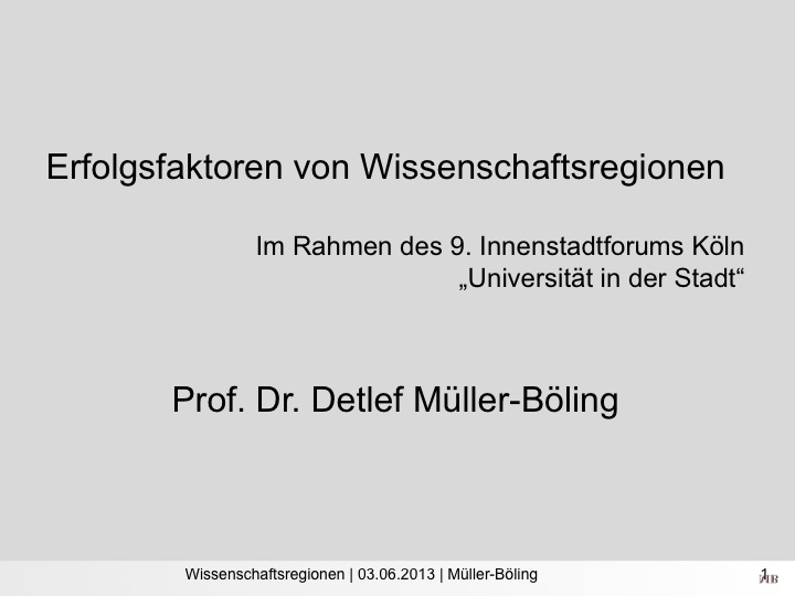 Vortrag zum Masterplan in Köln