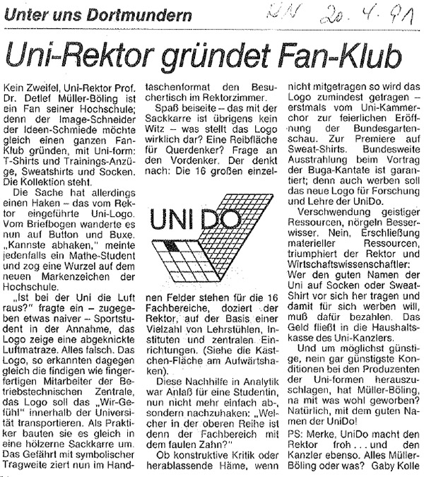 1991_04_20 RN Uni-Rektor gruendet Fan-Klub