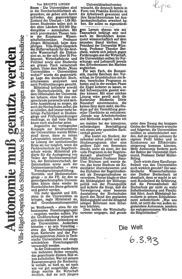 1993_03_06 Die Welt Autonomie muss genutzt werden